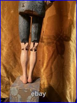 Antique Large Polychromed Wooden SpanishBaroque Santos C 1800th 30 High