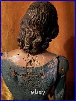 Antique Large Polychromed Wooden SpanishBaroque Santos C 1800th 30 High