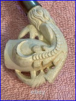 Antique Late 19th-Century Claw-Carved Meerschaum Pipe