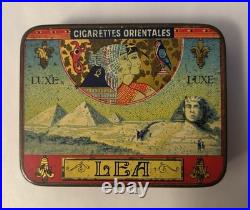Antique Lea Cigarette Orientales Tin Tobacciana Egyptomania Art Deco Belguim