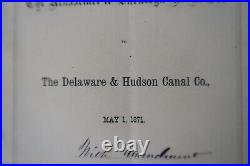 Antique Lease Rensselaer Saratoga R. R Delaware Hudson Canal 1871 Rare NY History