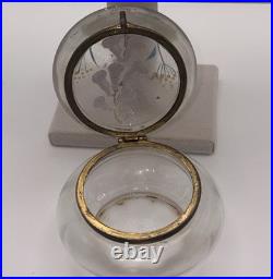 Antique Legras Attrib French Art Nouveau Enameled Frosted Glass Box c1900