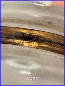 Antique Legras Attrib French Art Nouveau Enameled Frosted Glass Box c1900
