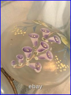 Antique Legras Attrib French Art Nouveau Enameled Frosted Glass Box c1900