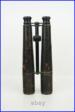 Antique Lemaire Paris Long Field Glasses Binoculars Brass with Leather Wrap 17