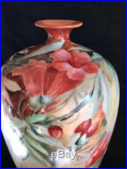 Antique Limoges France Tressemanes & Vogt 14 Cabinet Vase Floral T & V