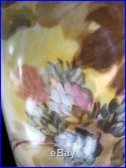 Antique Limoges France W Guerin & Co Large 14 Cabinet Vase Floral Hand Painted