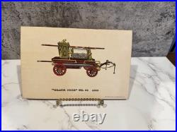 Antique Lithograph Set Of 6 Steam Engine Firetruck Vibrant Artwork Historical