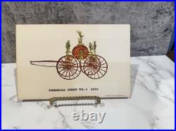 Antique Lithograph Set Of 6 Steam Engine Firetruck Vibrant Artwork Historical