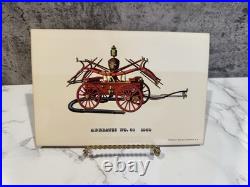 Antique Lithograph Set Of 6 Steam Engine Firetruck Vibrant Artwork Historical