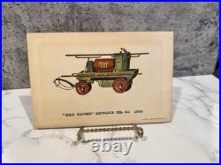 Antique Lithograph Set Of 6 Steam Engine Firetruck Vibrant Artwork Historical