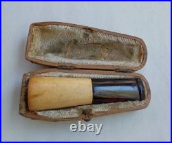 Antique MLC Meerschaum Cherry Amber Bakelite Cigar Holder & Case M Linkman 1898