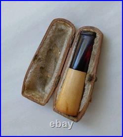 Antique MLC Meerschaum Cherry Amber Bakelite Cigar Holder & Case M Linkman 1898