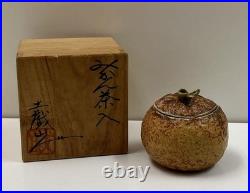 Antique Mashiko Ware Mikan Tea Caddy Tea Ceremony Tool Collectible 7cm