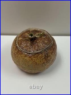 Antique Mashiko Ware Mikan Tea Caddy Tea Ceremony Tool Collectible 7cm