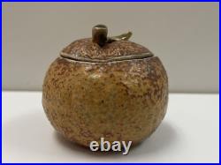 Antique Mashiko Ware Mikan Tea Caddy Tea Ceremony Tool Collectible 7cm