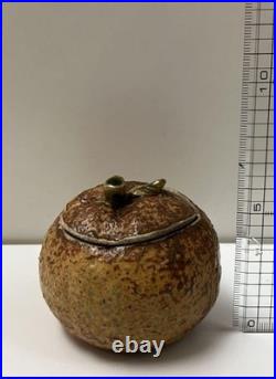 Antique Mashiko Ware Mikan Tea Caddy Tea Ceremony Tool Collectible 7cm
