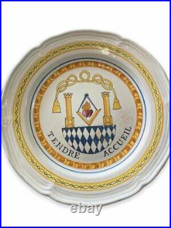 Antique Masonic Plate Earthenware Lodge Freemason Mason Master Compass A. Miniot