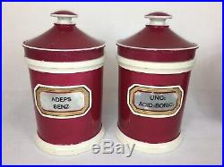 Antique Matching Chemist / Pharmacy / Apothecary Jars, Pink X 4 (York Glass Co)