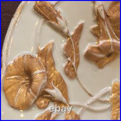 Antique Meissen Germany Pair of Gilded Porcelain Cabinet Plates GoldFloral Decor