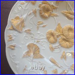 Antique Meissen Germany Pair of Gilded Porcelain Cabinet Plates GoldFloral Decor