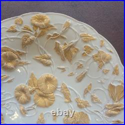 Antique Meissen Germany Pair of Gilded Porcelain Cabinet Plates GoldFloral Decor