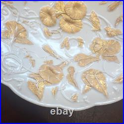 Antique Meissen Germany Pair of Gilded Porcelain Cabinet Plates GoldFloral Decor