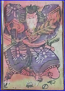 Antique Menko Hand Printed Large Card Meiji Taisho Era Japan Rare Collectible