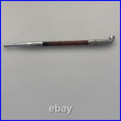 Antique Metal & Wood Kiseru Tool Curved Tip Japan Vintage Collectible