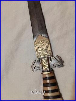 Antique Mid East Letter Opener Brass Copper And Iron Dagger