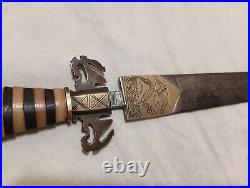 Antique Mid East Letter Opener Brass Copper And Iron Dagger