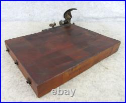 Antique Miller Dubrul Peters Co Wood Tobacco Leaf Cigar Cutter Board SIGNED
