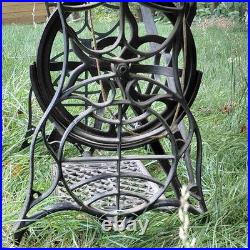 Antique Minnesota Model D Treadle Sewing Machine Oak Cabinet Cast Iron Base