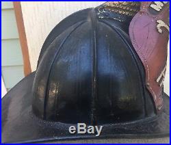 Antique Montclair New Jersey Leather Fire Helmet Cairns Bros. High Eagle