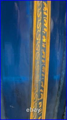 Antique Moser Bohemian Vase Cobalt Blue Crystal with Heavy Gold Gilding c. 1900