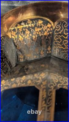 Antique Moser Bohemian Vase Cobalt Blue Crystal with Heavy Gold Gilding c. 1900