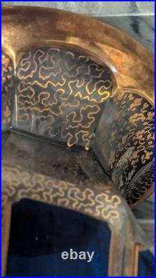 Antique Moser Bohemian Vase Cobalt Blue Crystal with Heavy Gold Gilding c. 1900