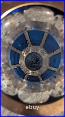 Antique Moser Bohemian Vase Cobalt Blue Crystal with Heavy Gold Gilding c. 1900