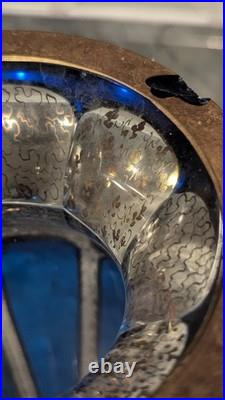 Antique Moser Bohemian Vase Cobalt Blue Crystal with Heavy Gold Gilding c. 1900