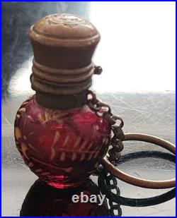 Antique Moser Victorian Cranberry Glass Perfume Scent Bottle c. 1900 Unsigned