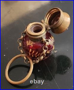 Antique Moser Victorian Cranberry Glass Perfume Scent Bottle c. 1900 Unsigned