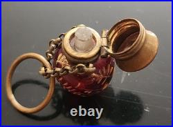 Antique Moser Victorian Cranberry Glass Perfume Scent Bottle c. 1900 Unsigned