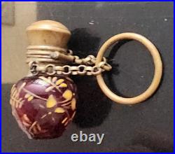 Antique Moser Victorian Cranberry Glass Perfume Scent Bottle c. 1900 Unsigned