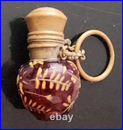 Antique Moser Victorian Cranberry Glass Perfume Scent Bottle c. 1900 Unsigned