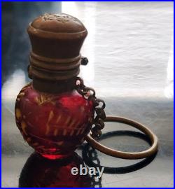 Antique Moser Victorian Cranberry Glass Perfume Scent Bottle c. 1900 Unsigned