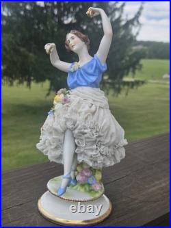 Antique Müller Volkstedt Figurine Spanish Flamenco Dancer 8
