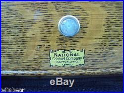 Antique NATIONAL CABINET CO Dental Dentist DRAWERED BOX leather handle