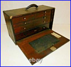 Antique National Tool 6-drawer Machinists Tool Box Wooden Panel 20W Dayton OH