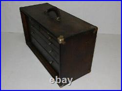 Antique National Tool 6-drawer Machinists Tool Box Wooden Panel 20W Dayton OH