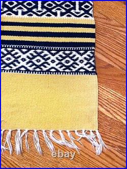 Antique Native American Navajo Indian Hand Stitched 23x58 Wool Rug Throw Textile